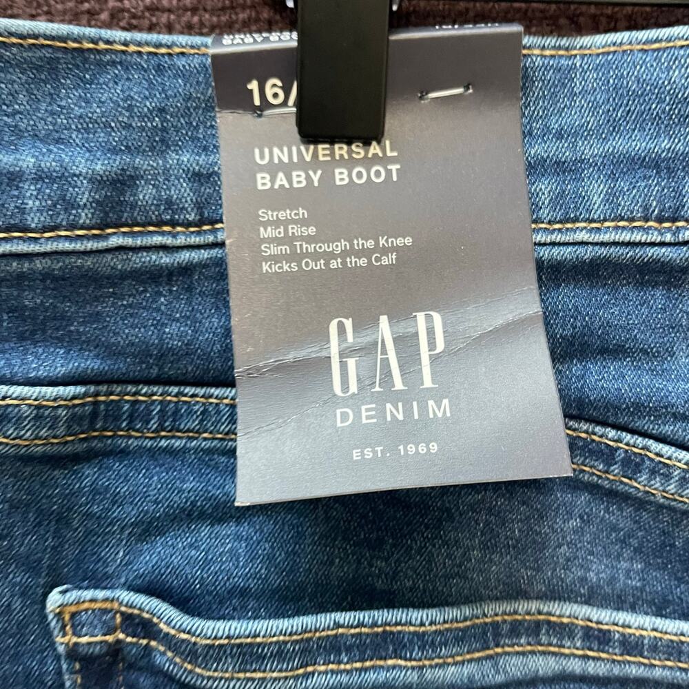 New Gap Mid Rise Universal Baby Boot Jeans Medium Wash - Size 16/33R - Picture 6 of 8